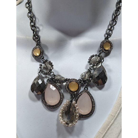 Simple Vera Vera Wang Gemmed Teardrop Fringe Necklace - Picture 2 of 6